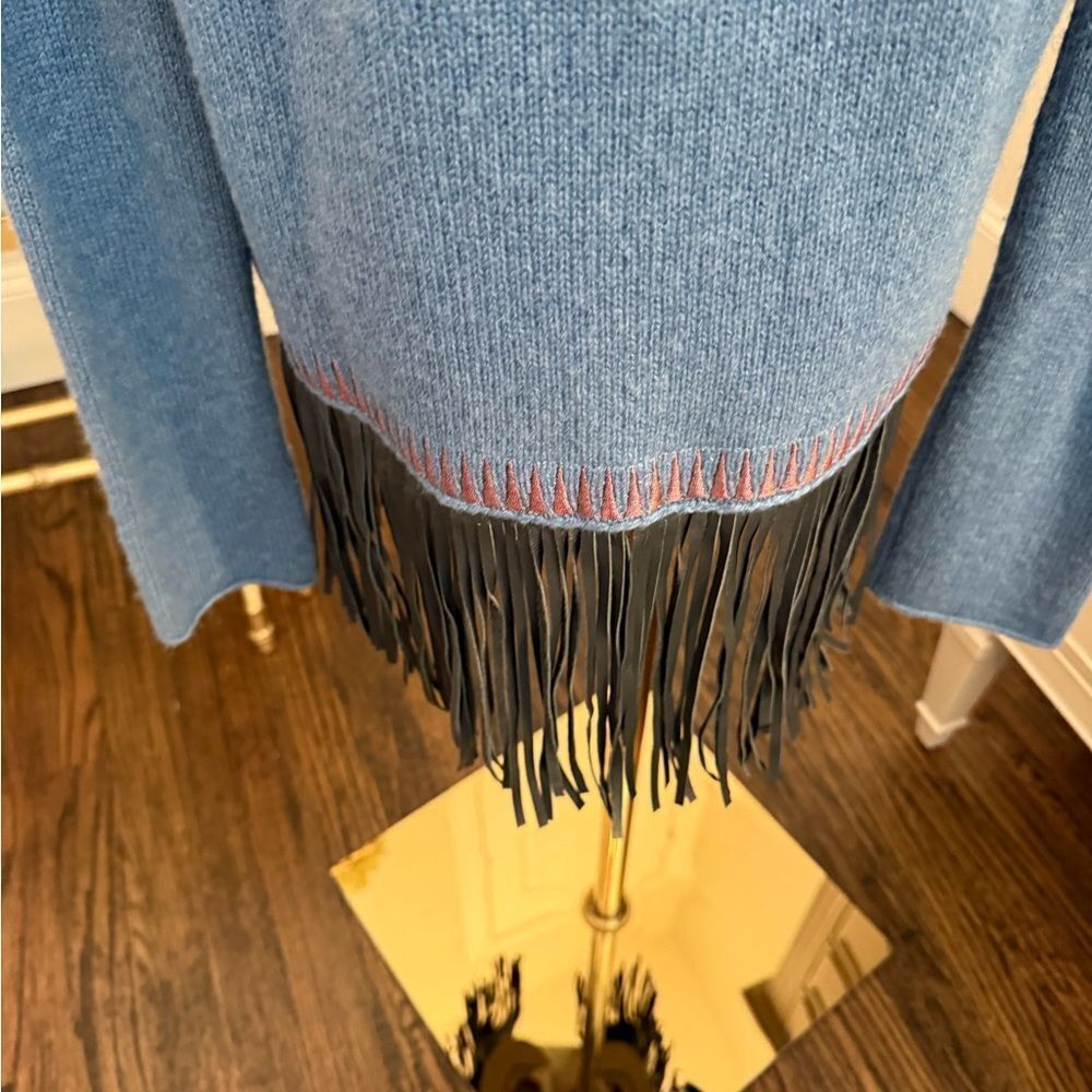 Zadig & Voltaire Marla Cashmere/ Leather
Fringe Cardigan Boho Rock - Picture 8 of 10